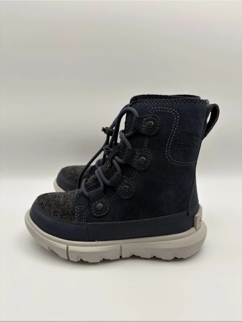 Sorel Navy and Gray Kids High-Top Winter Boots